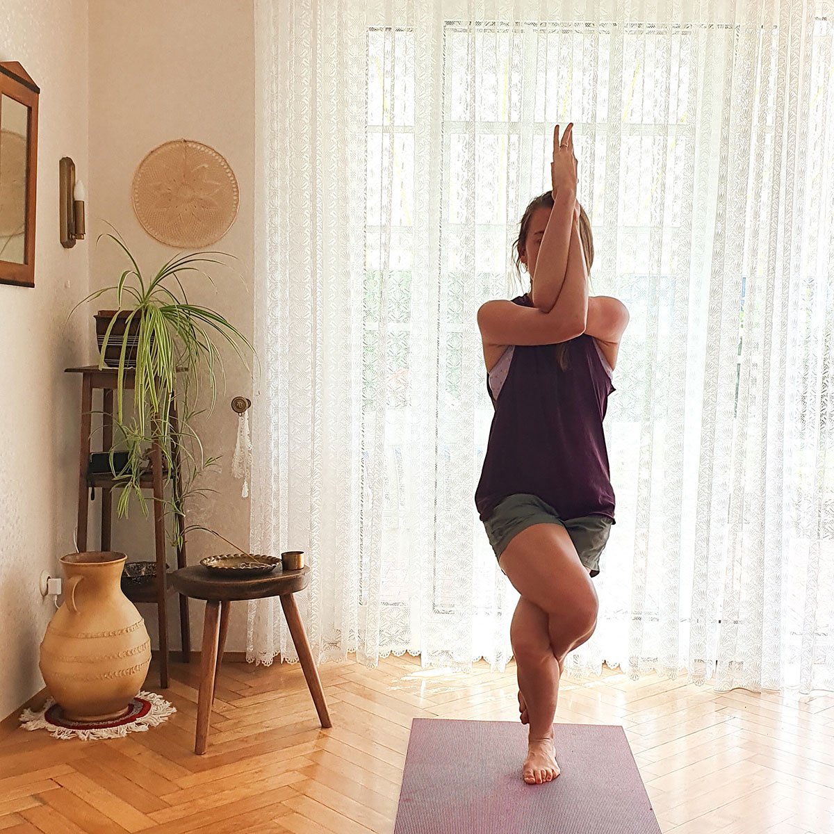 Sacred Bloom Yoga Simone Garudasana Eagle Pose 